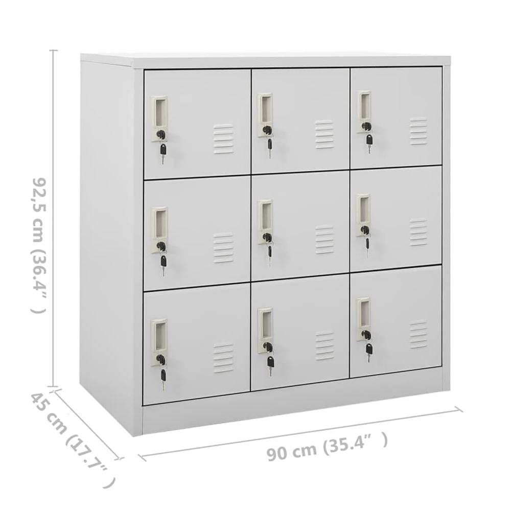 vidaXL Locker Cabinet Light Gray 35.4"x17.7"x36.4" Steel, 336440. Picture 8