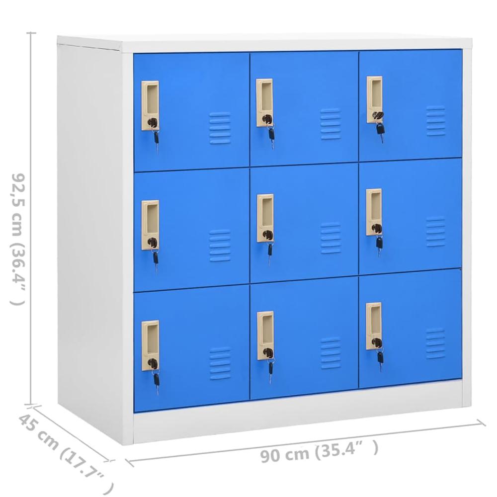vidaXL Locker Cabinet Light Gray and Blue 35.4"x17.7"x36.4" Steel, 336441. Picture 8