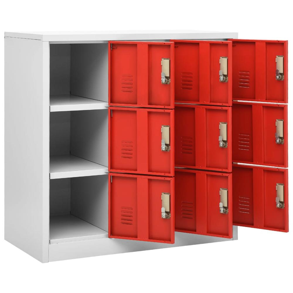 vidaXL Locker Cabinet Light Gray and Red 35.4"x17.7"x36.4" Steel, 336442. Picture 5