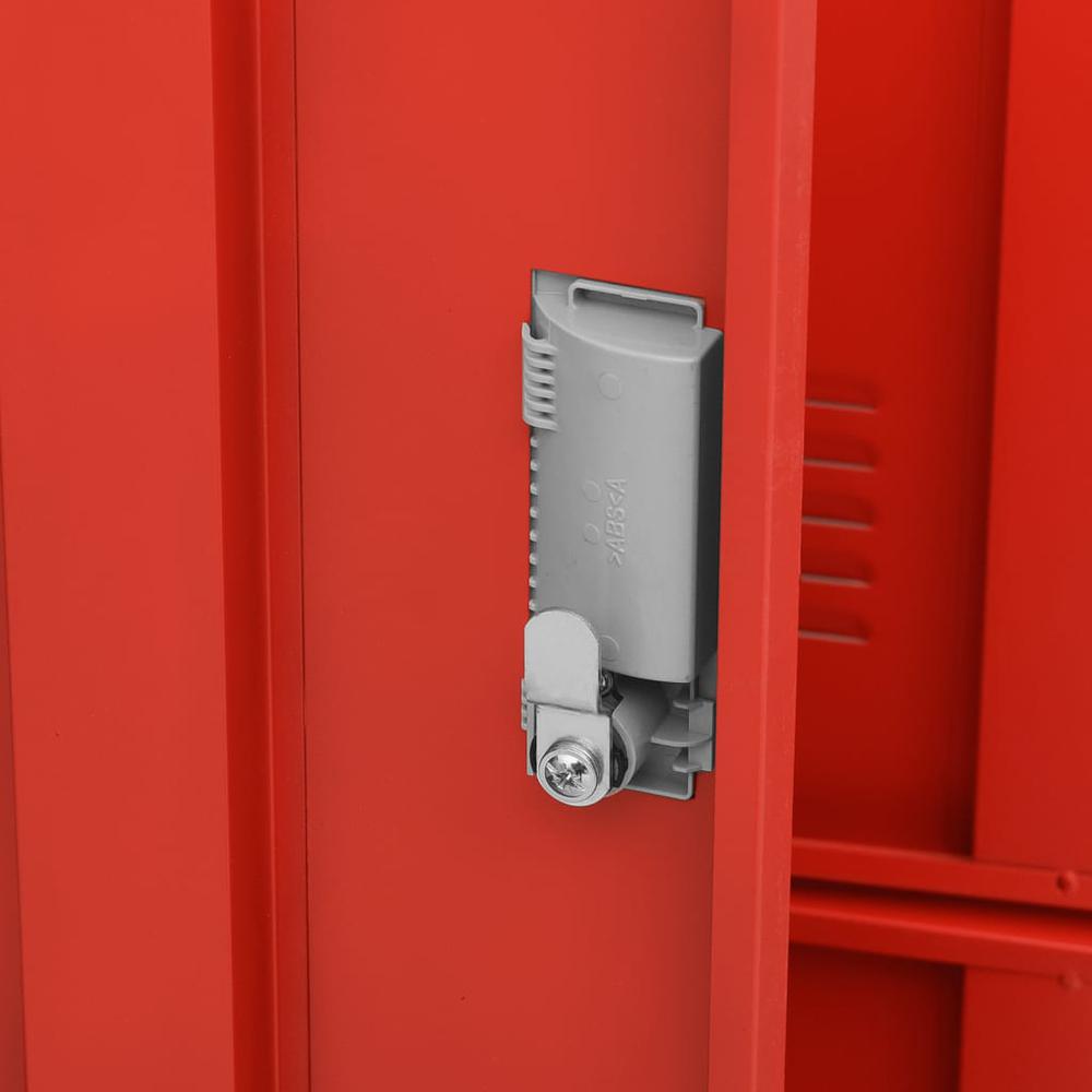 vidaXL Locker Cabinet Light Gray and Red 35.4"x17.7"x36.4" Steel, 336442. Picture 6