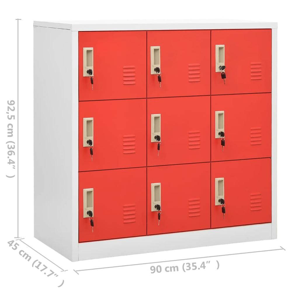 vidaXL Locker Cabinet Light Gray and Red 35.4"x17.7"x36.4" Steel, 336442. Picture 8