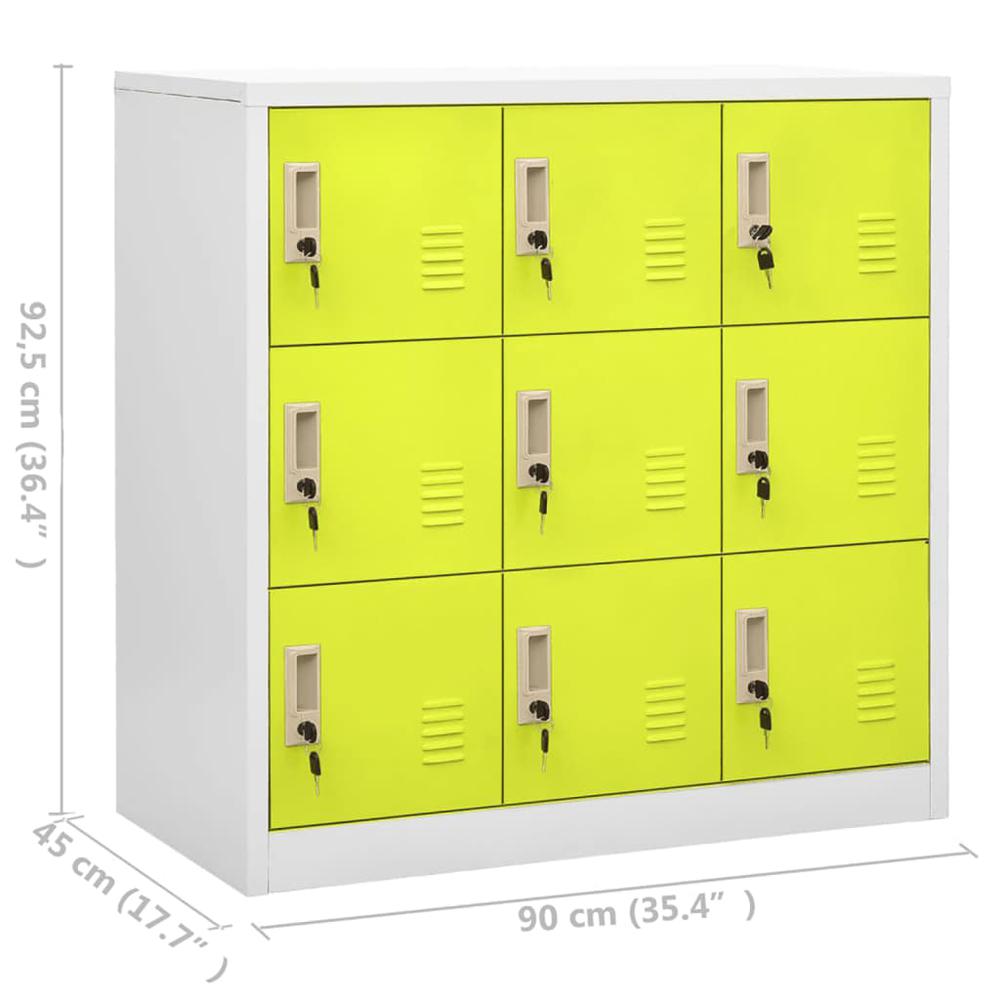vidaXL Locker Cabinet Light Gray and Green 35.4"x17.7"x36.4" Steel, 336443. Picture 8