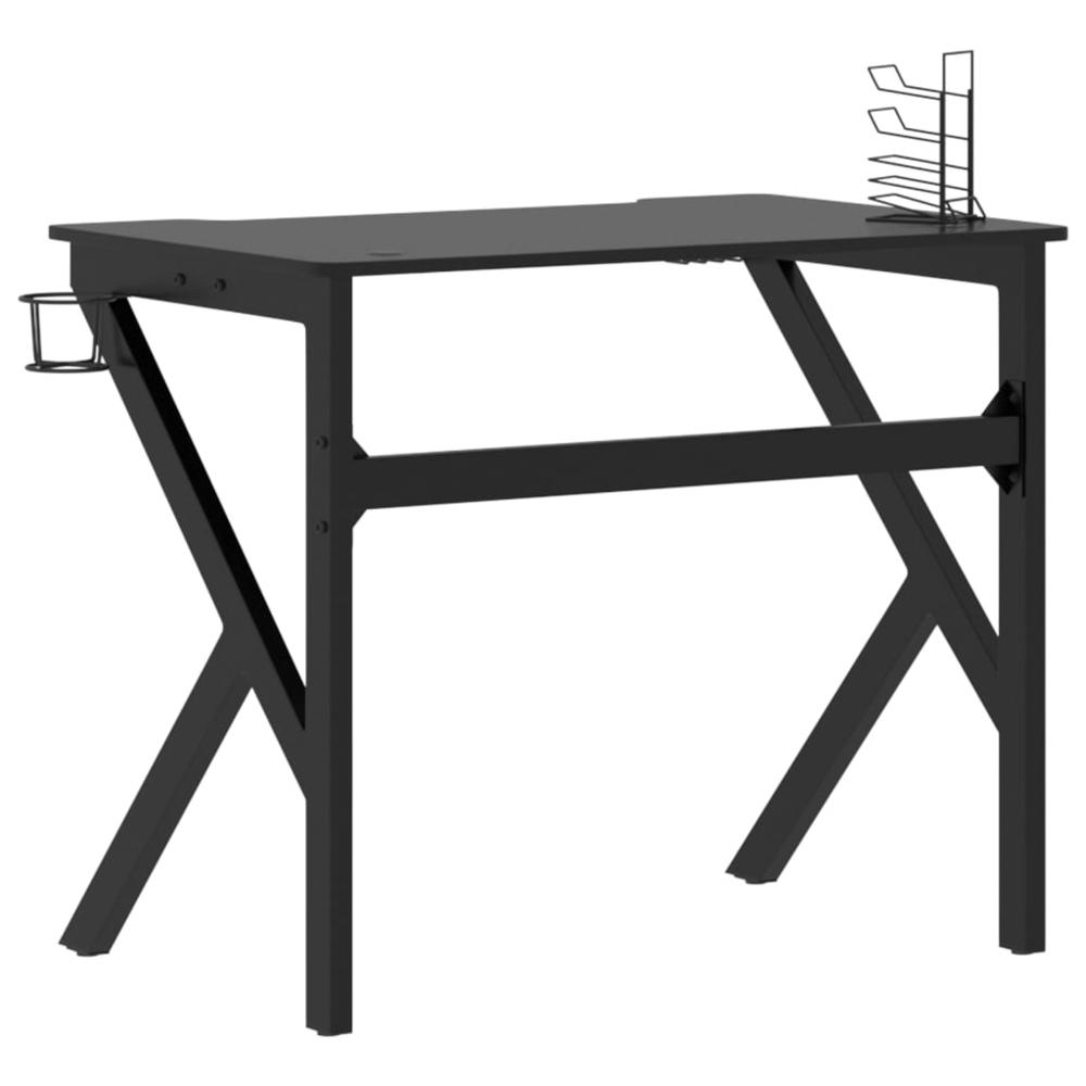 Gaming Desk with K Shape Legs Black 35.4" x 23.6" x 29.5". Picture 4