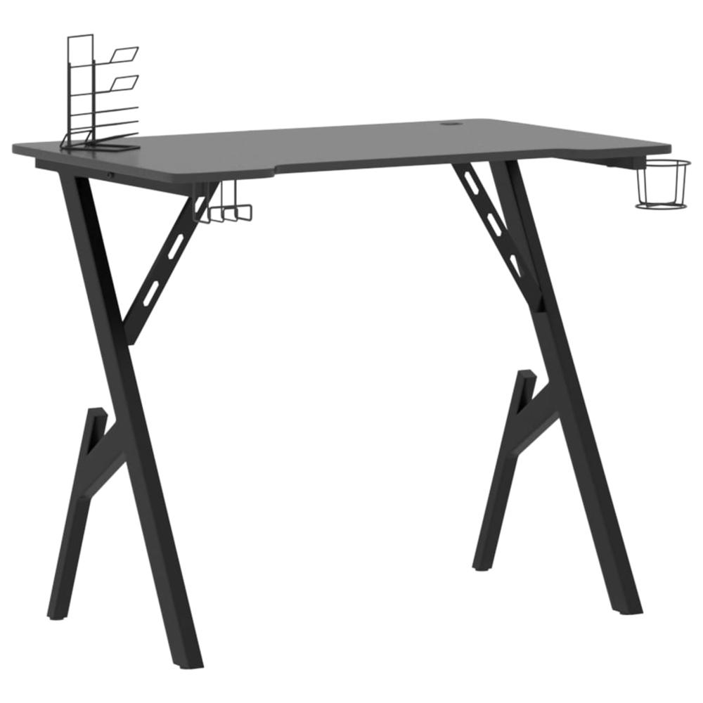 Gaming Desk with Y Shape Legs Black 35.4" x 23.6" x 29.5". Picture 1
