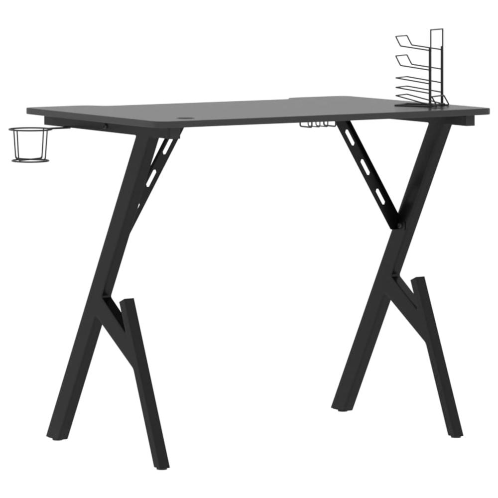Gaming Desk with Y Shape Legs Black 35.4" x 23.6" x 29.5". Picture 4