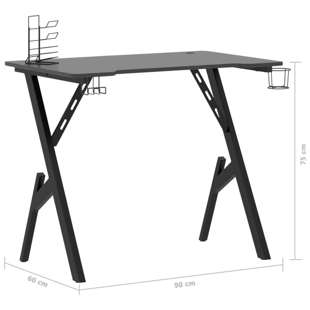 Gaming Desk with Y Shape Legs Black 35.4" x 23.6" x 29.5". Picture 8