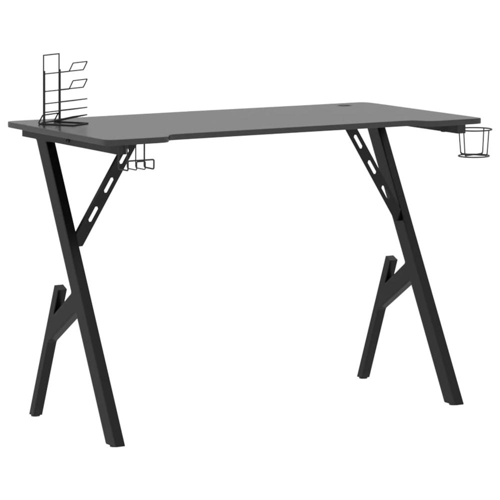 Gaming Desk with Y Shape Legs Black 43.3" x 23.6" x 29.5". Picture 1