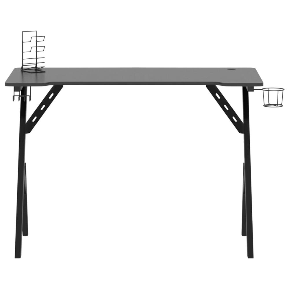 Gaming Desk with Y Shape Legs Black 43.3" x 23.6" x 29.5". Picture 2
