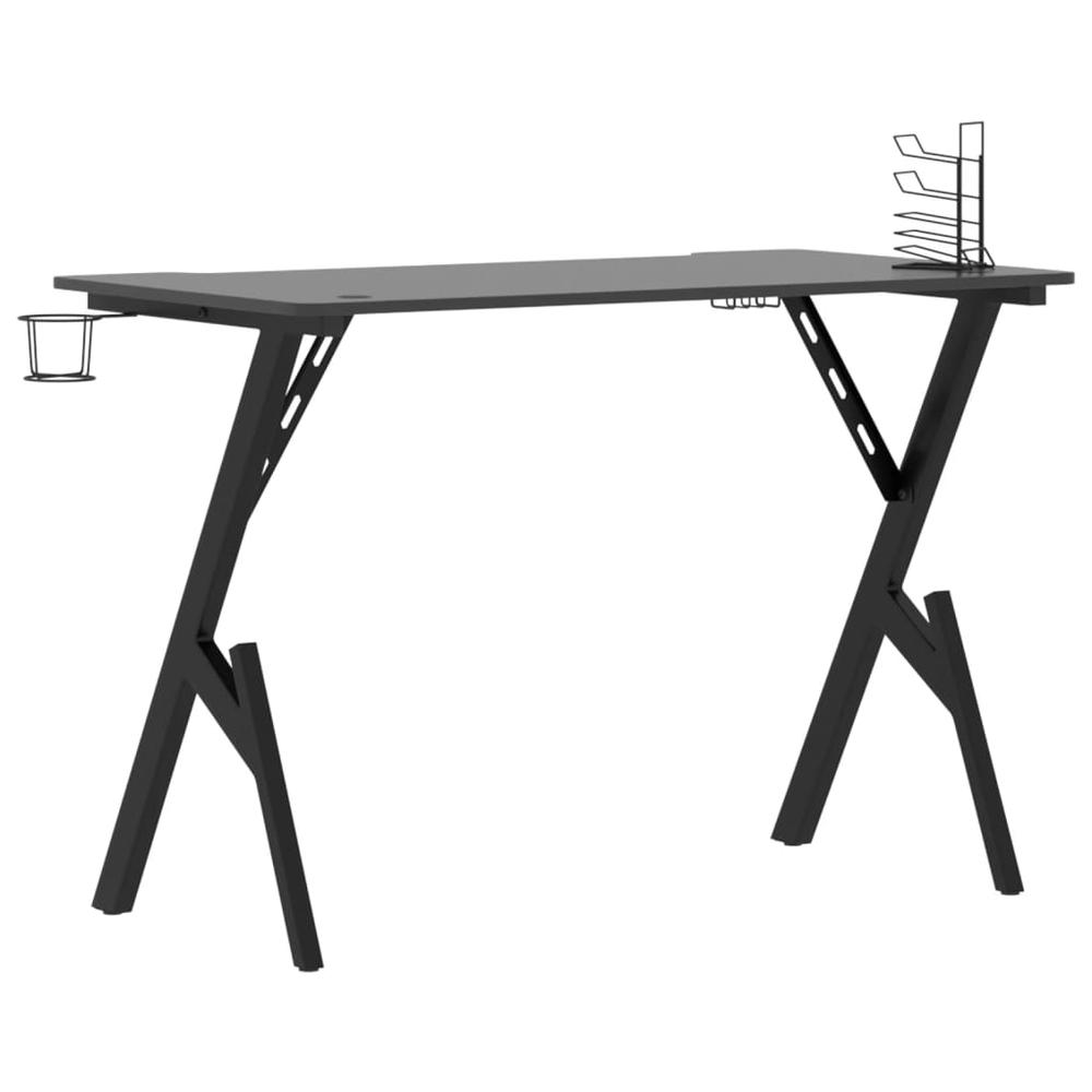 Gaming Desk with Y Shape Legs Black 43.3" x 23.6" x 29.5". Picture 4