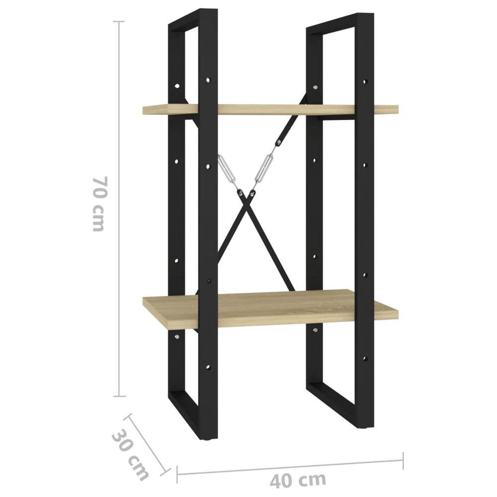 vidaXL 2-Tier Book Cabinet Sonoma Oak 15.7"x11.8"x27.6" Engineered Wood. Picture 7