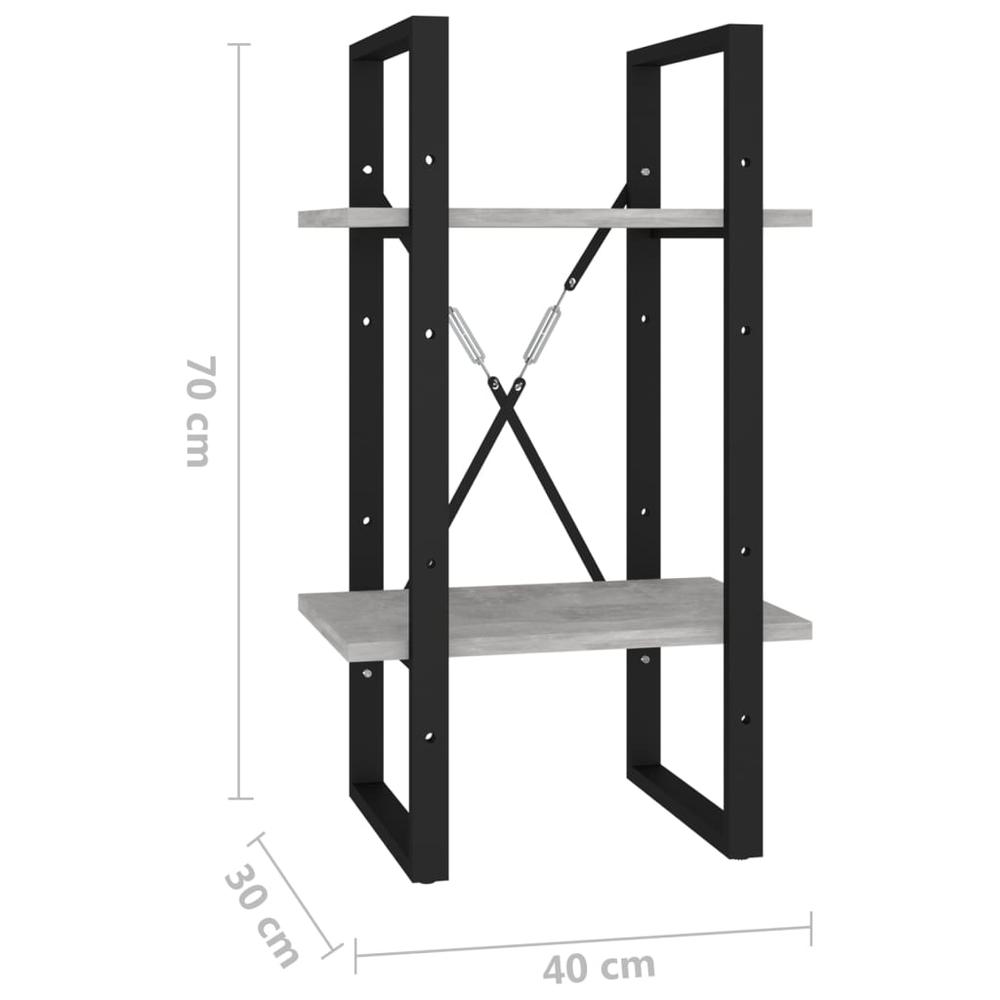 vidaXL 2-Tier Book Cabinet Concrete Gray 15.7"x11.8"x27.6" Engineered Wood. Picture 7
