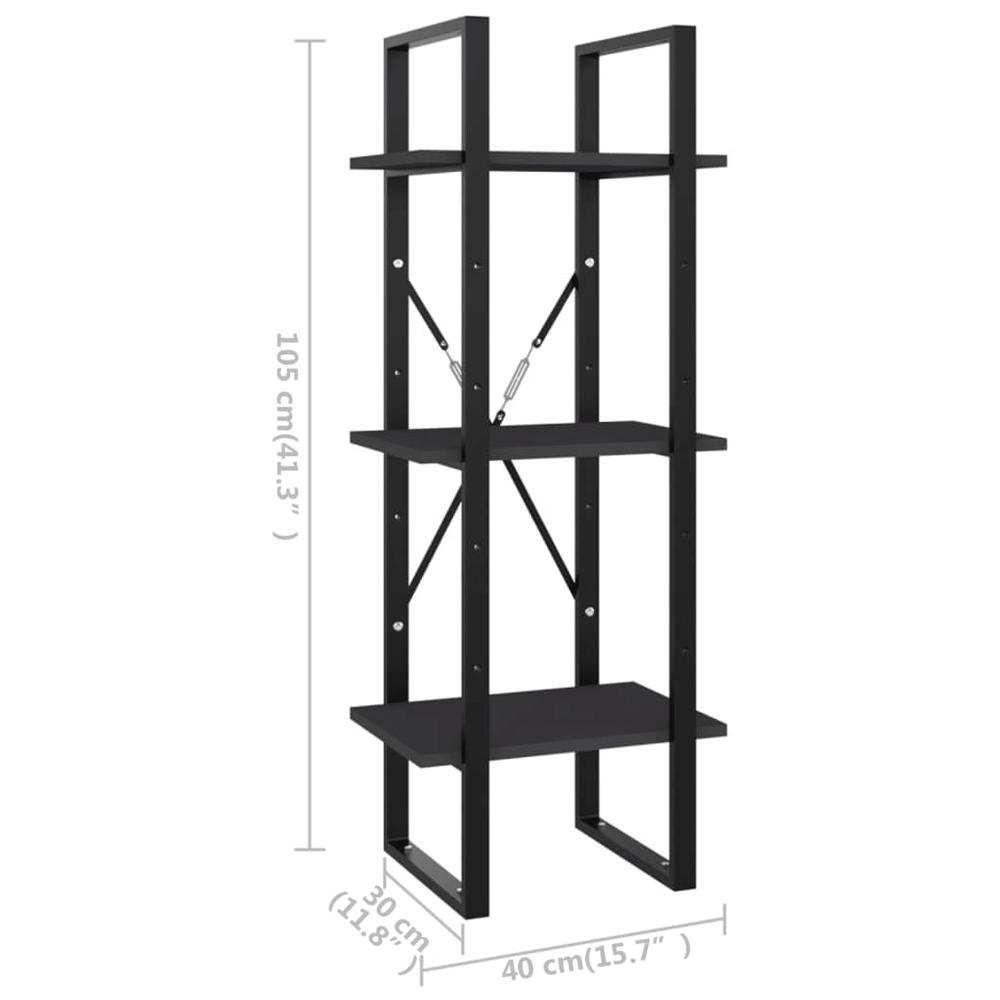 vidaXL 3-Tier Book Cabinet Gray 15.7"x11.8"x41.3" Engineered Wood. Picture 7