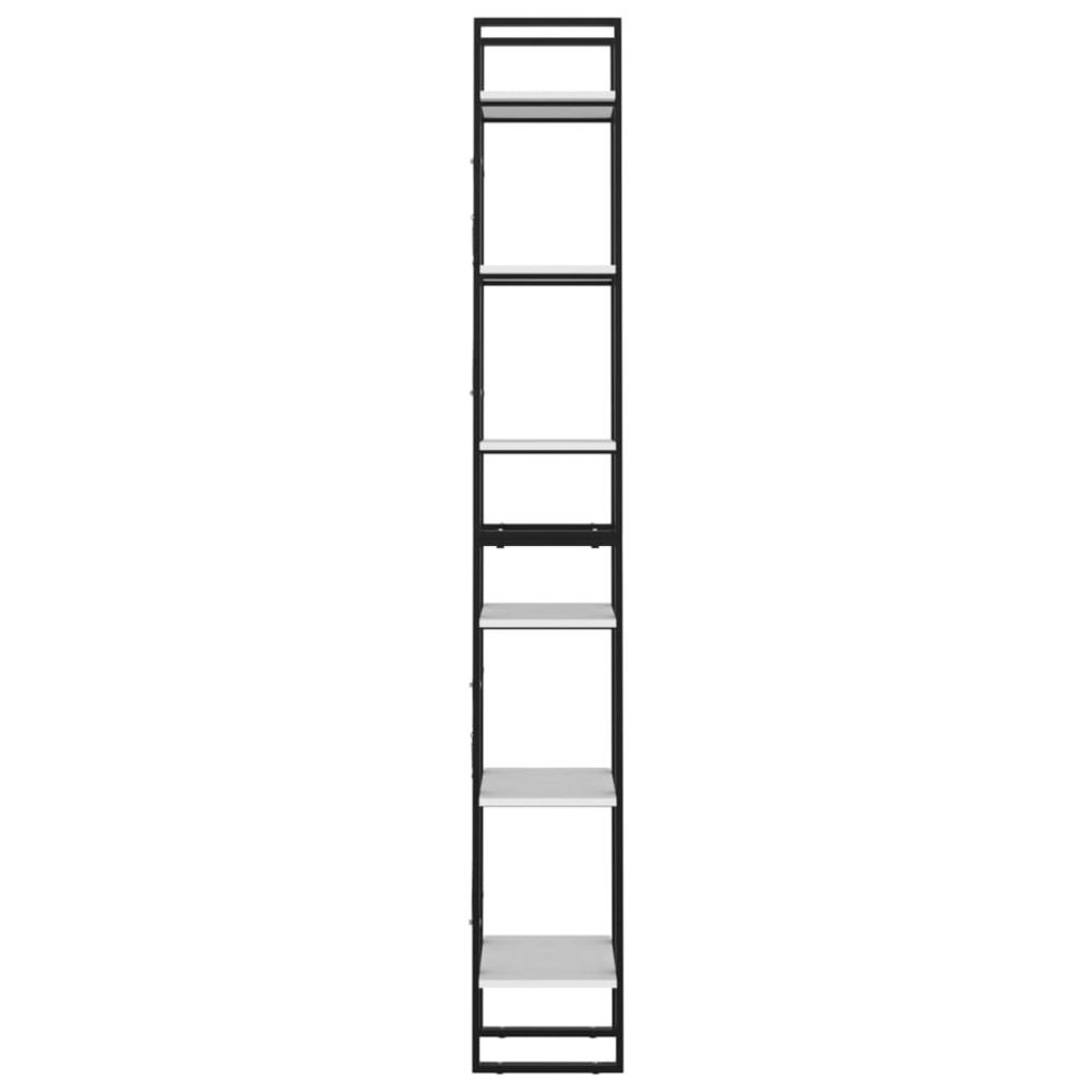 vidaXL 6-Tier Book Cabinet White 15.7"x11.8"x82.7" Engineered Wood. Picture 6