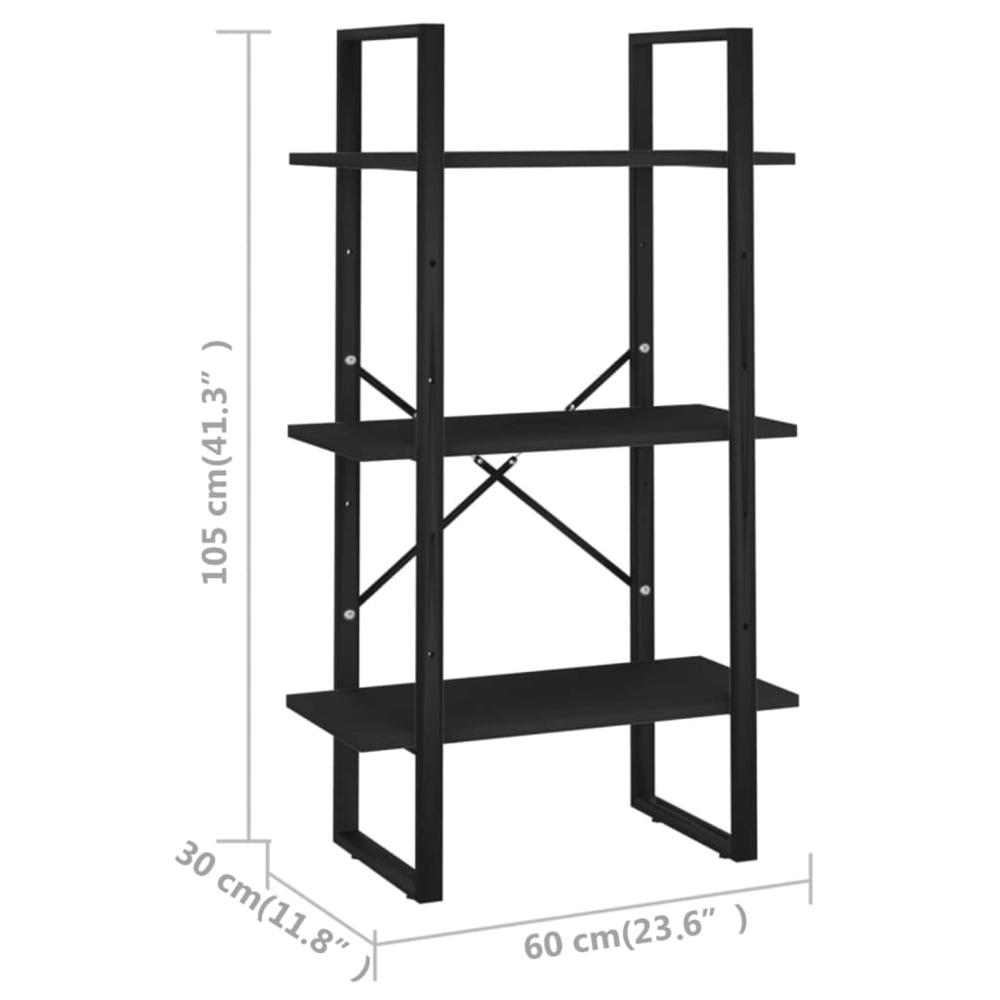 vidaXL Storage Shelf Black 23.6"x11.8"x41.3" Engineered Wood. Picture 7