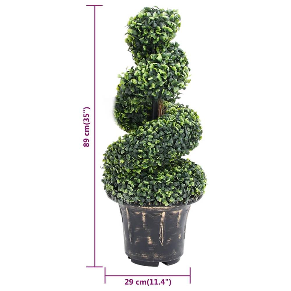 Artificial Boxwood Spiral Plant with Pot Green 35". Picture 4