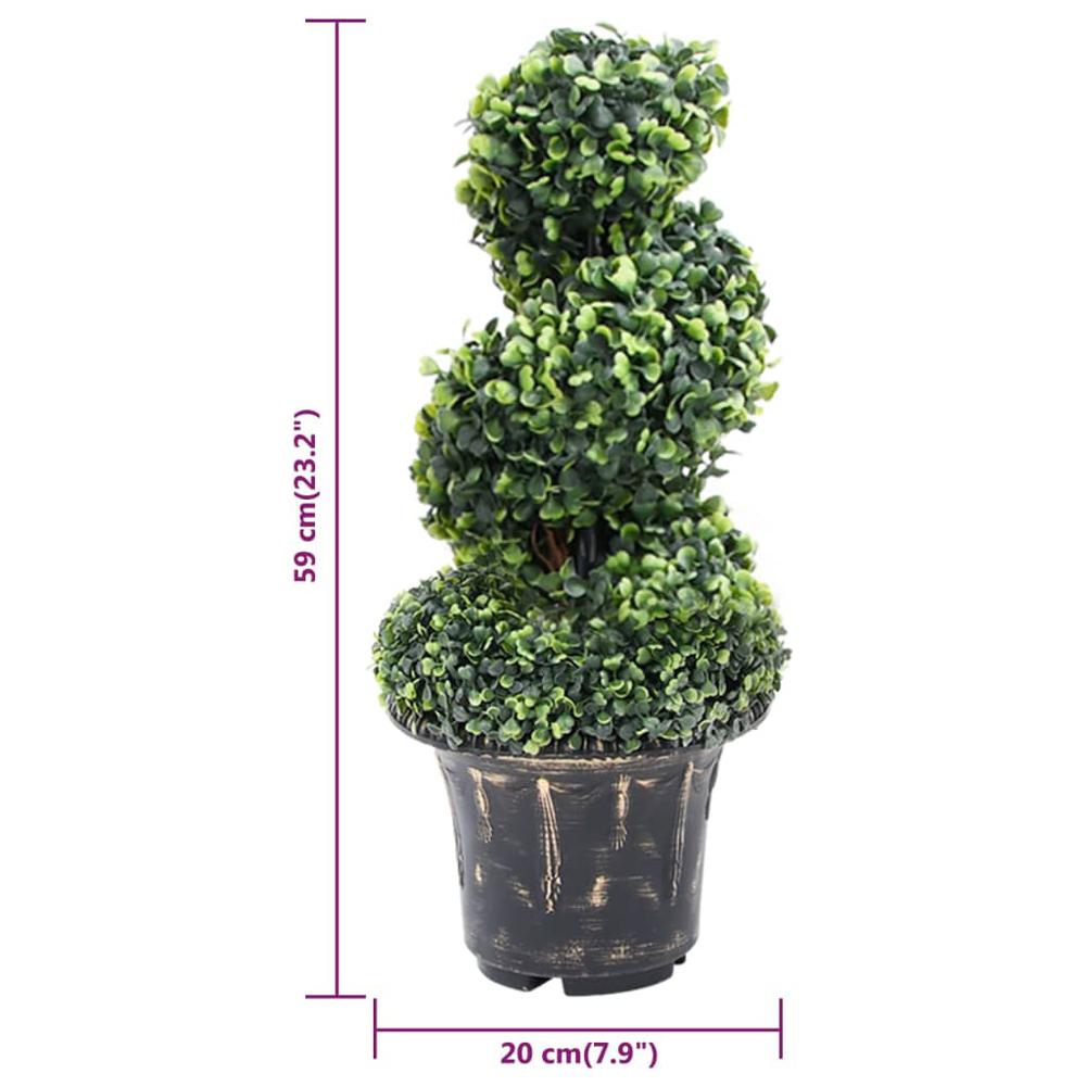 Artificial Boxwood Spiral Plant with Pot Green 23.2". Picture 4