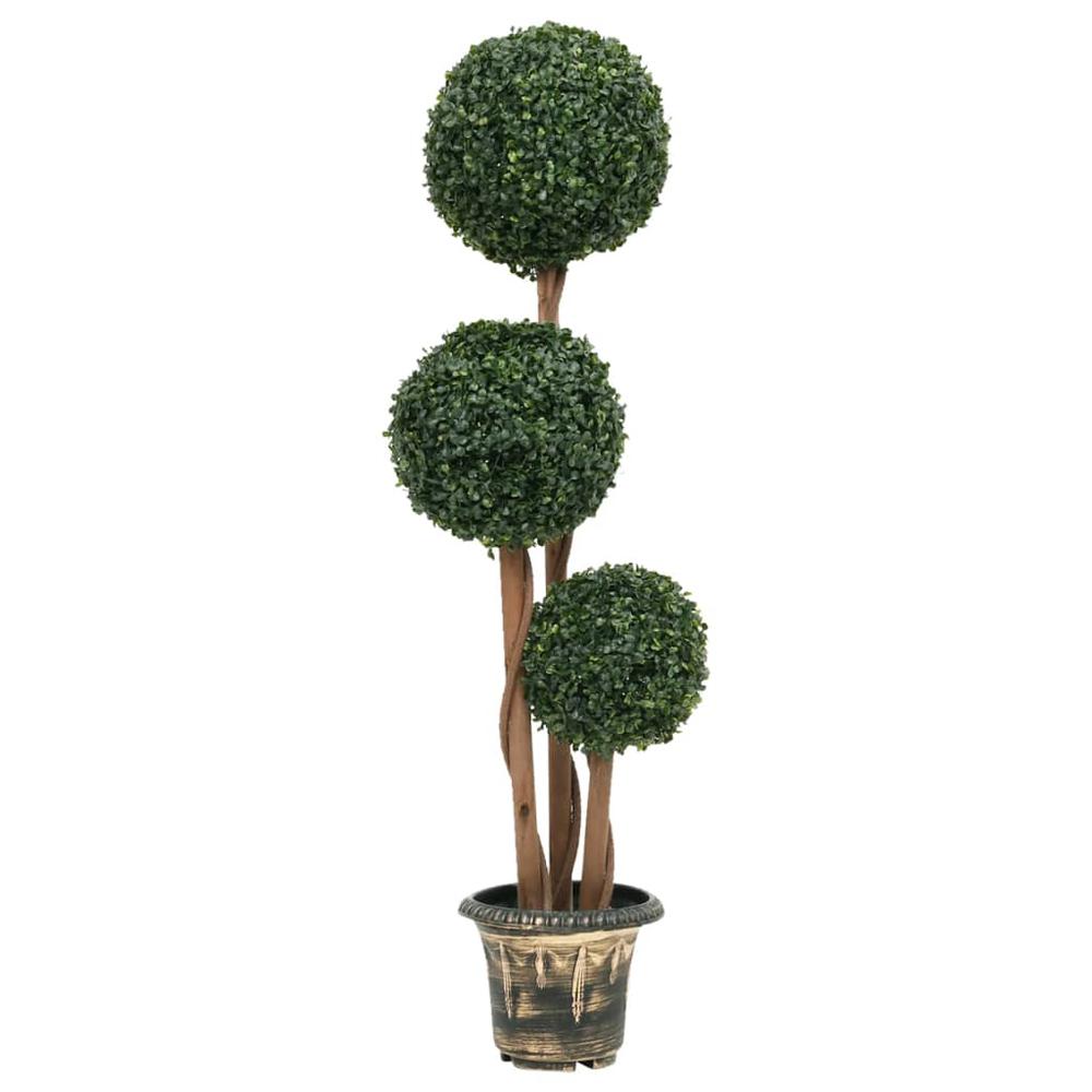 Artificial Boxwood Plant with Pot Ball Shaped Green 46.9". Picture 1