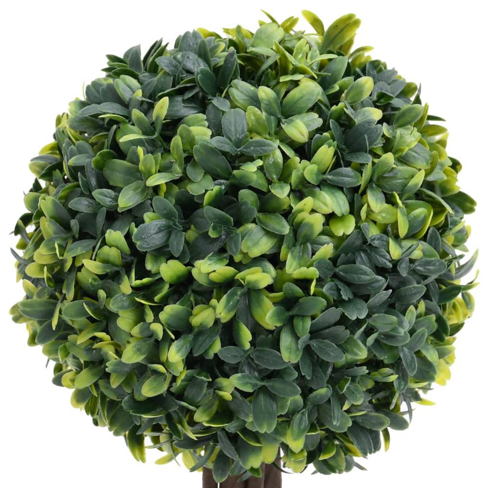 Artificial Boxwood Plants 2 pcs with Pots Ball Shaped Green 13". Picture 4