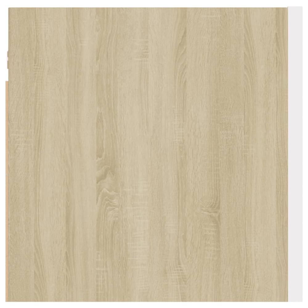 vidaXL Bedside Cabinets 2 pcs White & Sonoma Oak 12"x11.8"x11.8" Engineered Wood. Picture 7