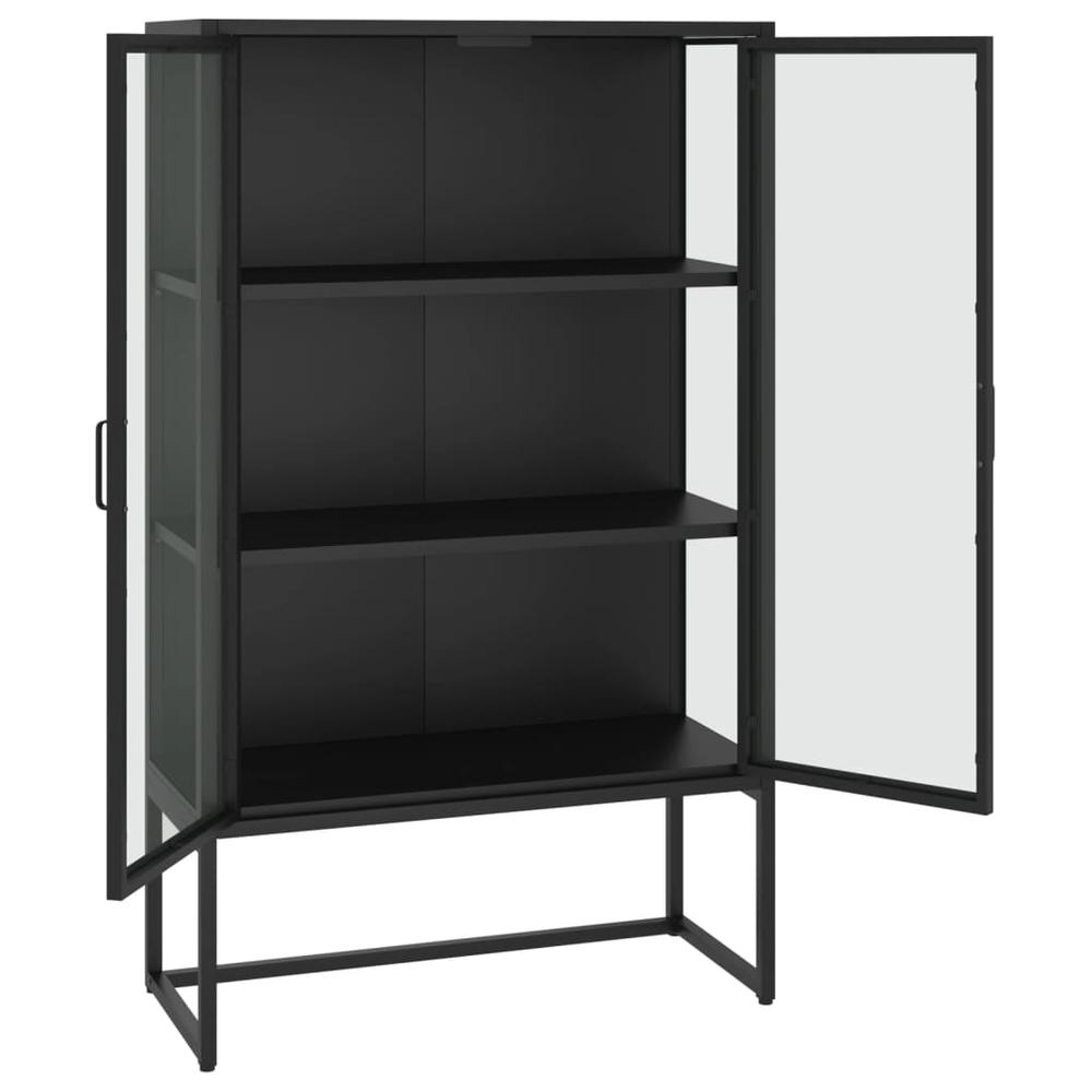 Highboard Black 31.5"x13.8"x53.1" Steel and Tempered Glass. Picture 3