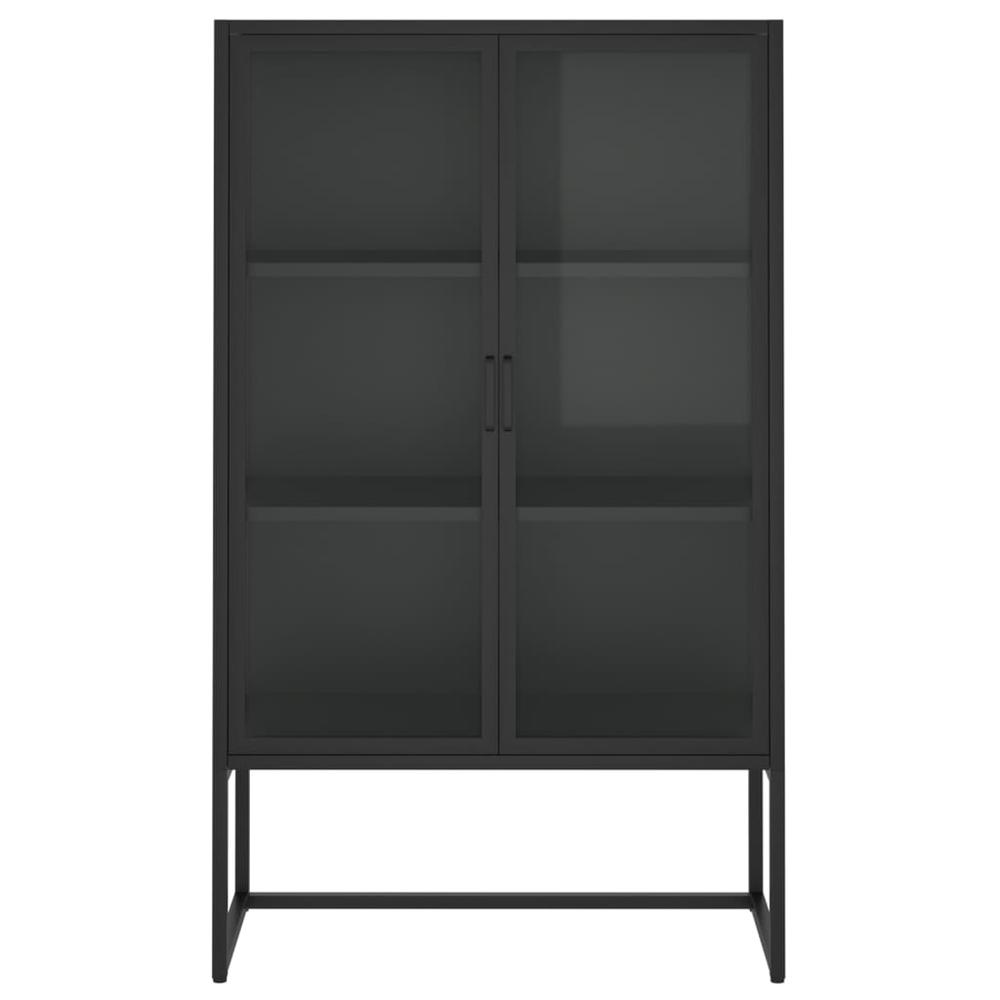 Highboard Black 31.5"x13.8"x53.1" Steel and Tempered Glass. Picture 4
