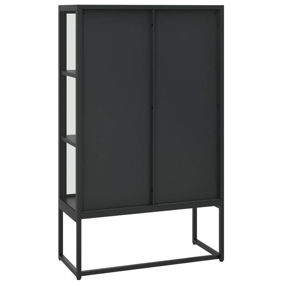 Highboard Black 31.5"x13.8"x53.1" Steel and Tempered Glass. Picture 6