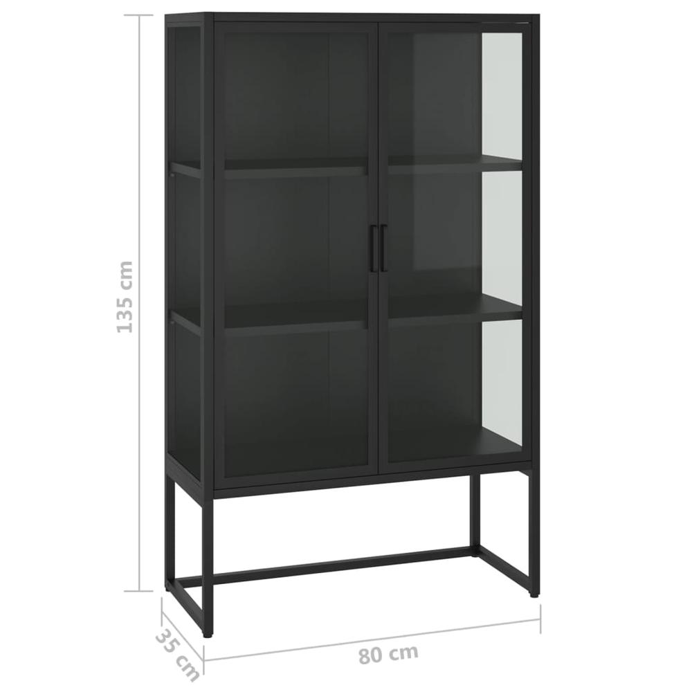 Highboard Black 31.5"x13.8"x53.1" Steel and Tempered Glass. Picture 10