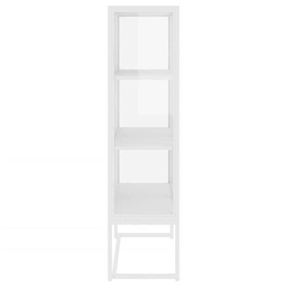 vidaXL Highboard White 31.5"x13.8"x53.1" Steel and Tempered Glass. Picture 6