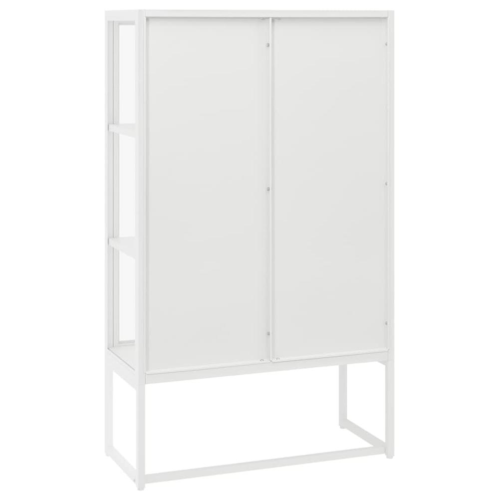vidaXL Highboard White 31.5"x13.8"x53.1" Steel and Tempered Glass. Picture 7
