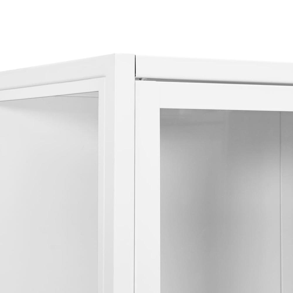 vidaXL Highboard White 31.5"x13.8"x53.1" Steel and Tempered Glass. Picture 9