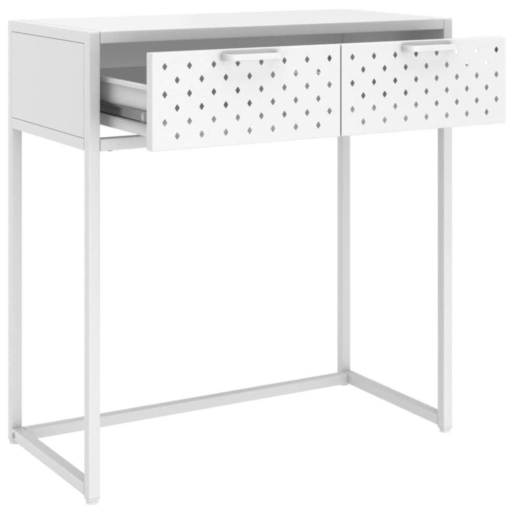 vidaXL Console Table White 28.3"x13.8"x29.5" Steel. Picture 6