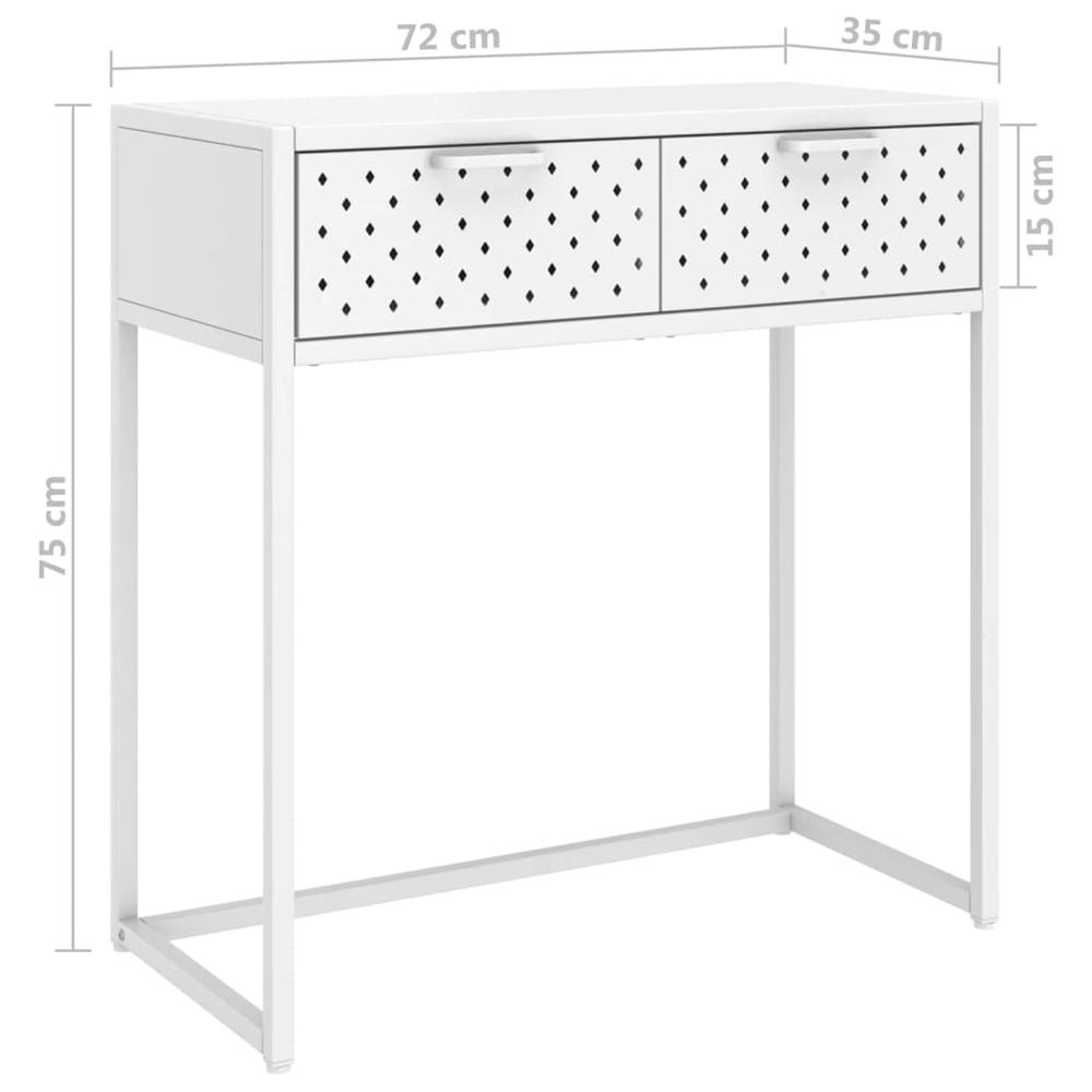 vidaXL Console Table White 28.3"x13.8"x29.5" Steel. Picture 9