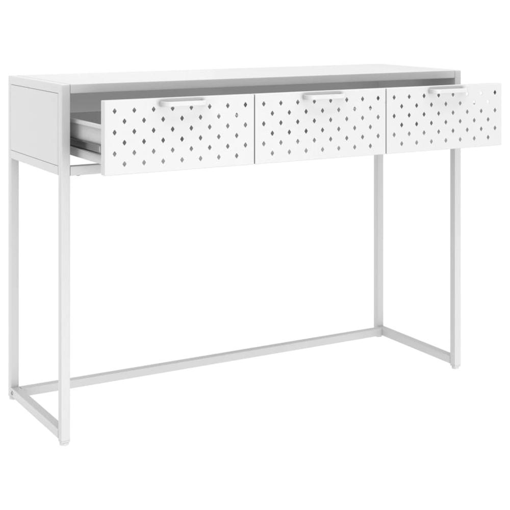 vidaXL Console Table White 41.7"x13.8"x29.5" Steel. Picture 6