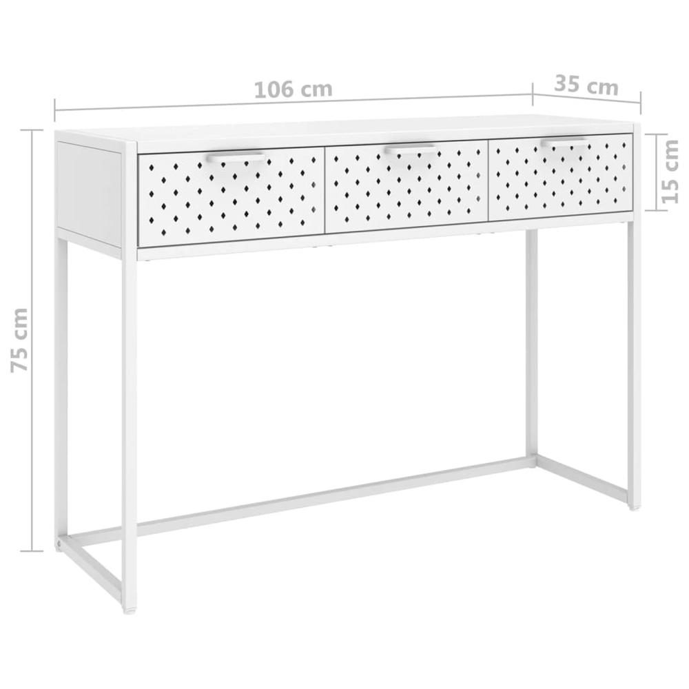 vidaXL Console Table White 41.7"x13.8"x29.5" Steel. Picture 9