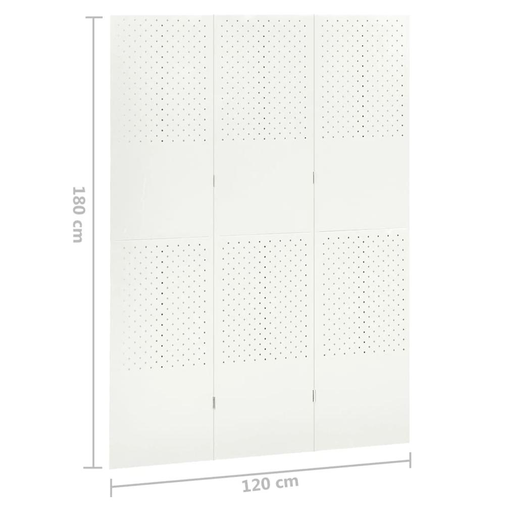 vidaXL 3-Panel Room Divider White 47.2"x70.9" Steel. Picture 6