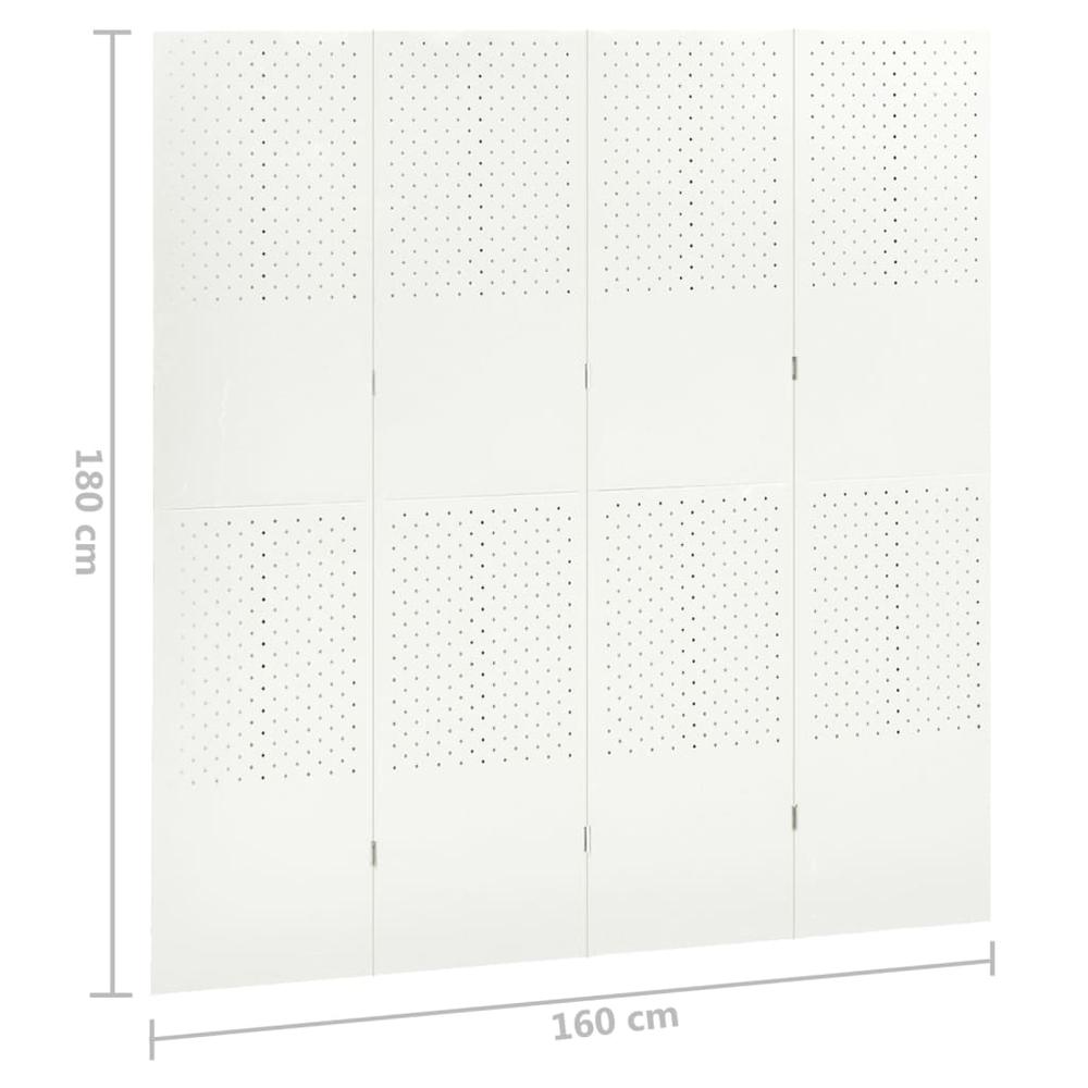 vidaXL 4-Panel Room Divider White 63"x70.9" Steel. Picture 6
