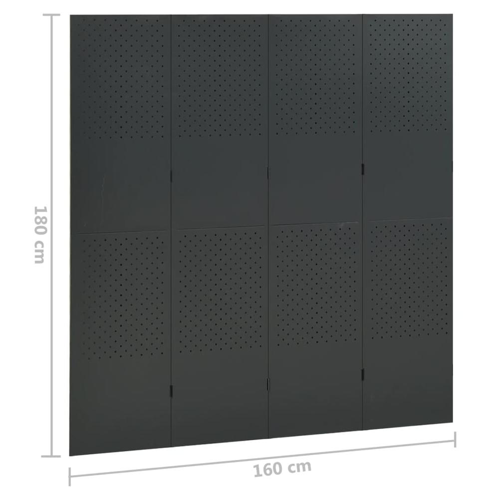 vidaXL 4-Panel Room Divider Anthracite 63"x70.9" Steel. Picture 6