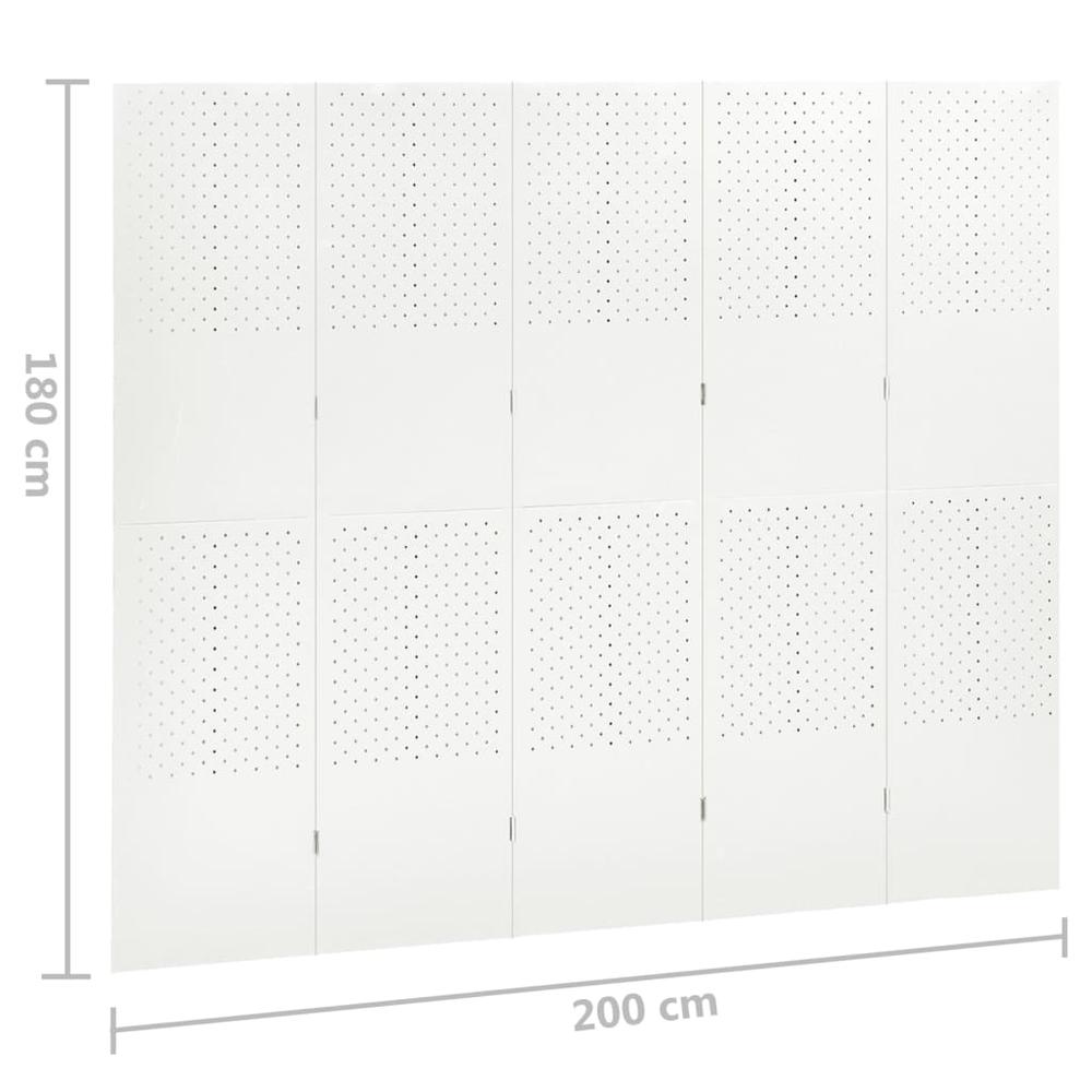 vidaXL 5-Panel Room Divider White 78.7"x70.9" Steel. Picture 6