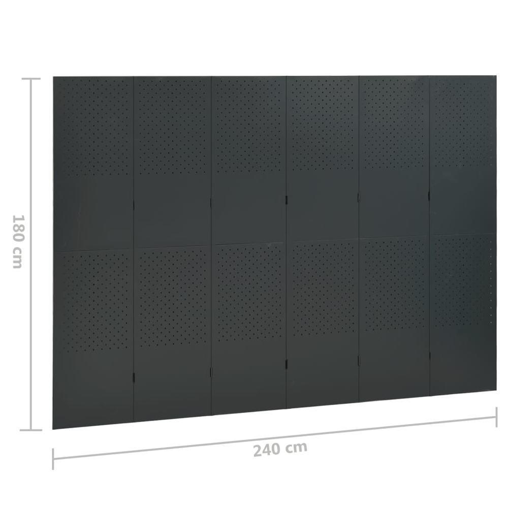vidaXL 6-Panel Room Divider Anthracite 94.5"x70.9" Steel. Picture 6