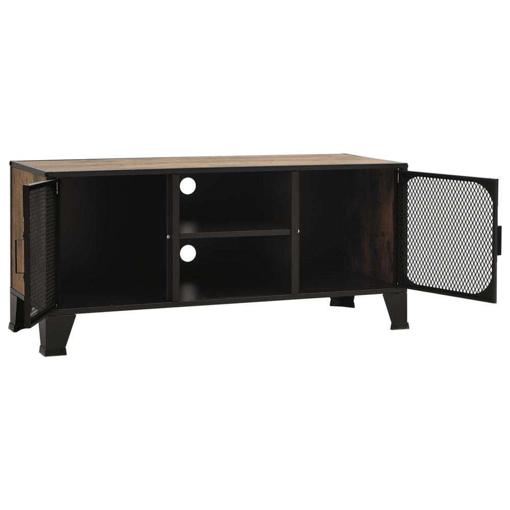 vidaXL TV Cabinet Rustic Brown 41.3"x14.2"x18.5" Metal and MDF. Picture 6
