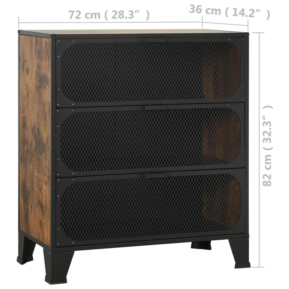vidaXL Storage Cabinet Rustic Brown 28.3"x14.2"x32.3" Metal and MDF, 335911. Picture 9