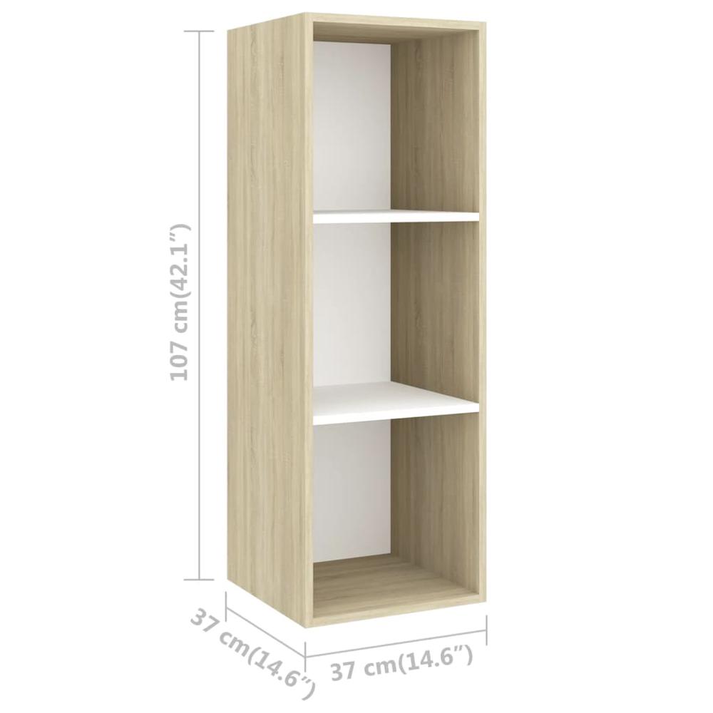 vidaXL 2 Piece TV Cabinet Set White and Sonoma Oak Engineered Wood, 3079795. Picture 6