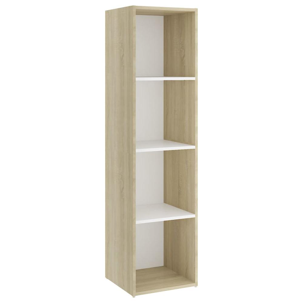 vidaXL TV Cabinets 2pcs White & Sonoma Oak 56.1"x13.8"x14.4" Engineered Wood. Picture 7