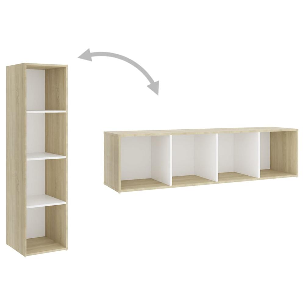 vidaXL TV Cabinets 2pcs White & Sonoma Oak 56.1"x13.8"x14.4" Engineered Wood. Picture 8