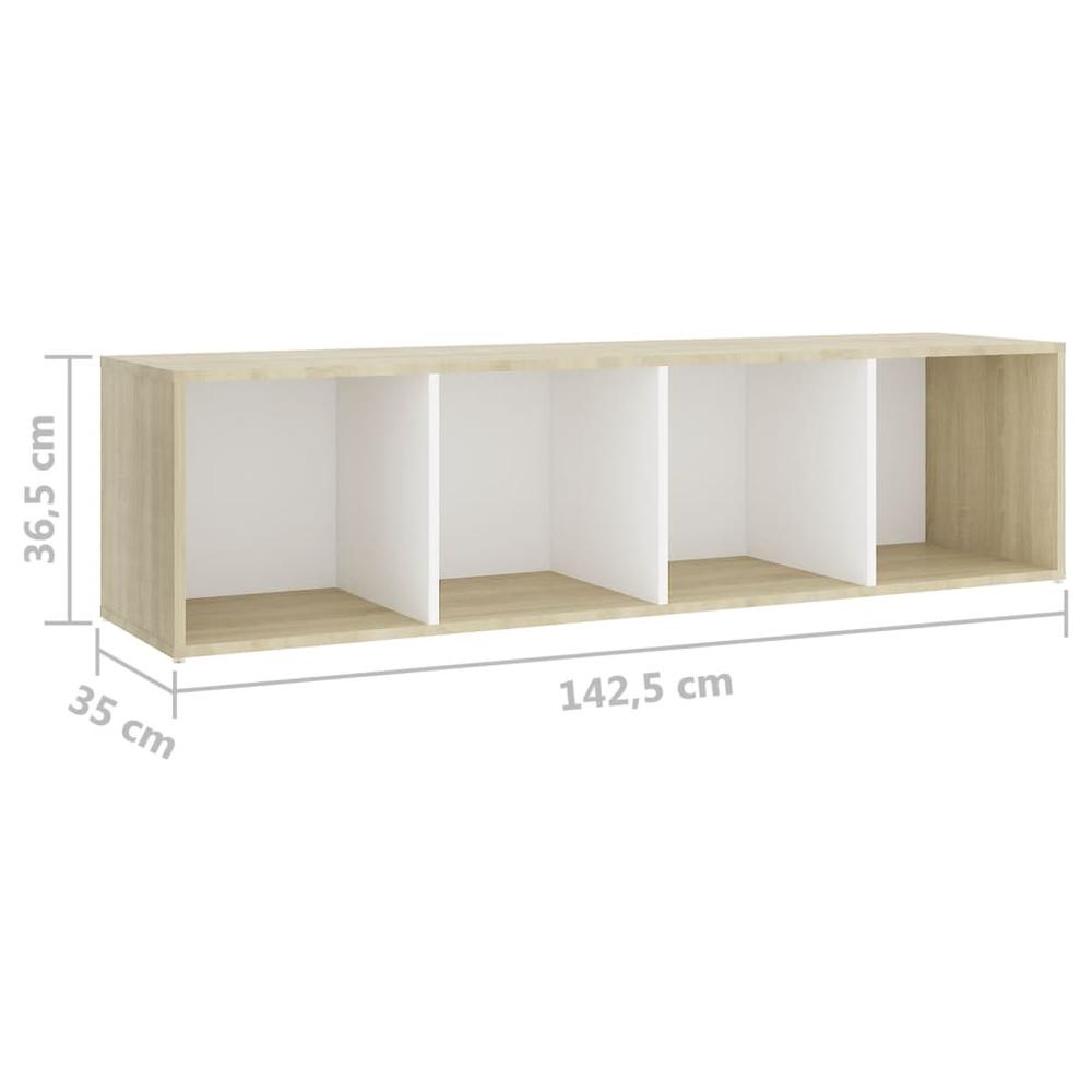 vidaXL TV Cabinets 2pcs White & Sonoma Oak 56.1"x13.8"x14.4" Engineered Wood. Picture 9