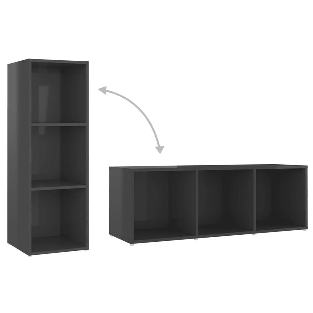 vidaXL TV Cabinets 2 pcs High Gloss Gray 42.1"x13.8"x14.6" Engineered Wood, 3079942. Picture 8