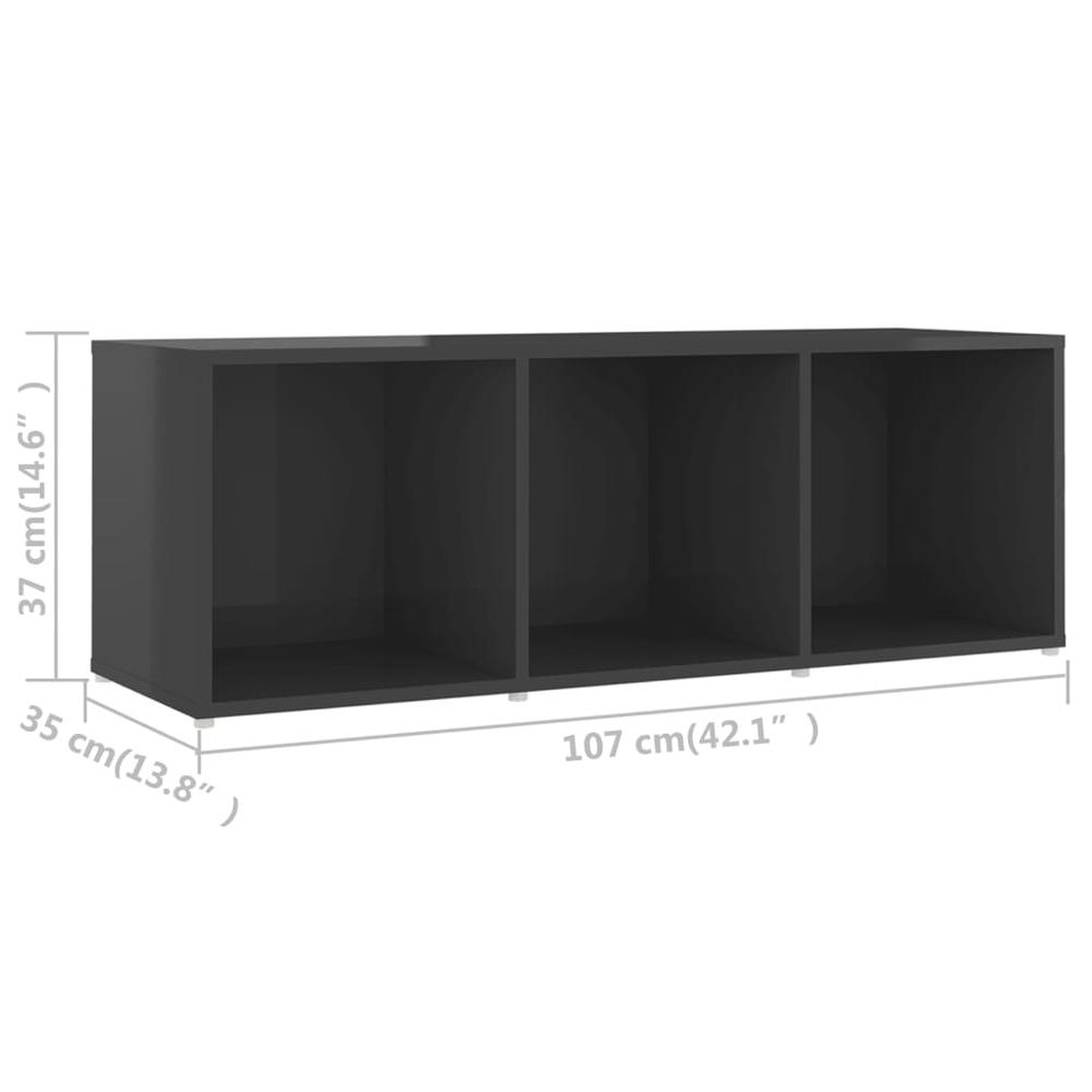 vidaXL TV Cabinets 2 pcs High Gloss Gray 42.1"x13.8"x14.6" Engineered Wood, 3079942. Picture 9