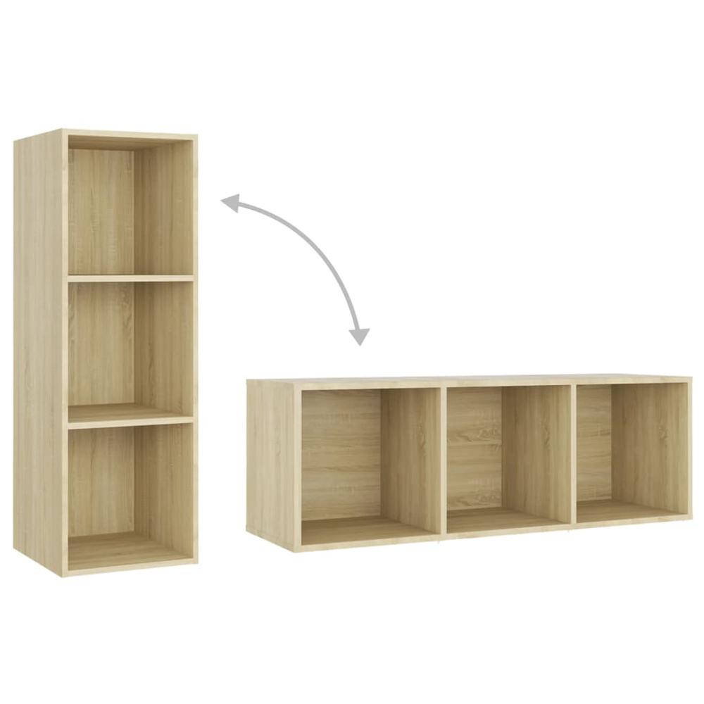 vidaXL 3 Piece TV Cabinet Set Sonoma Oak Engineered Wood, 3080018. Picture 7