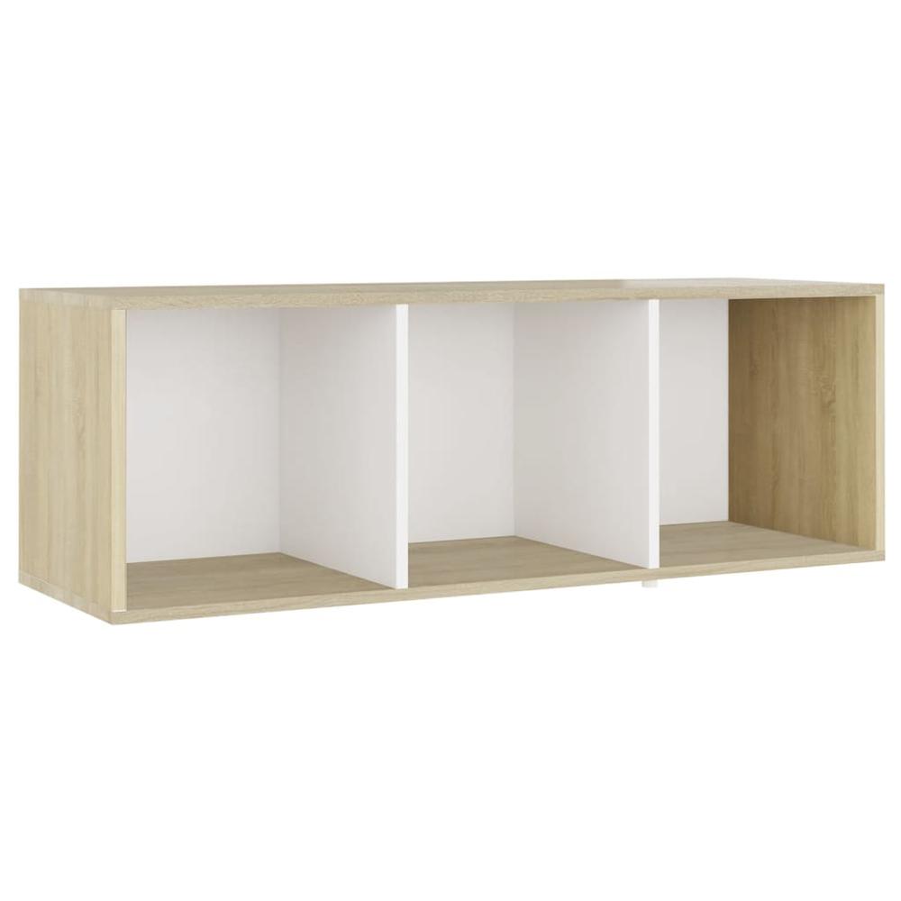 vidaXL 3 Piece TV Cabinet Set White and Sonoma Oak Engineered Wood, 3080020. Picture 6