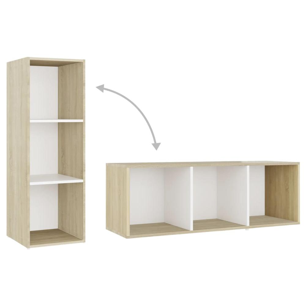 vidaXL 3 Piece TV Cabinet Set White and Sonoma Oak Engineered Wood, 3080020. Picture 7